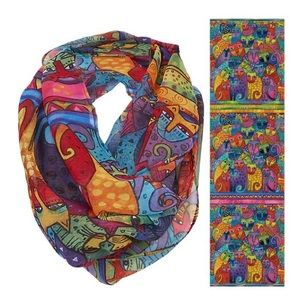 Laurel Burch Feline Cats Tribe Artistic Infinity Scarf